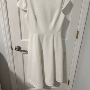 Dress the Population White Cap-Sleeve Fit & Flare Mini Dress